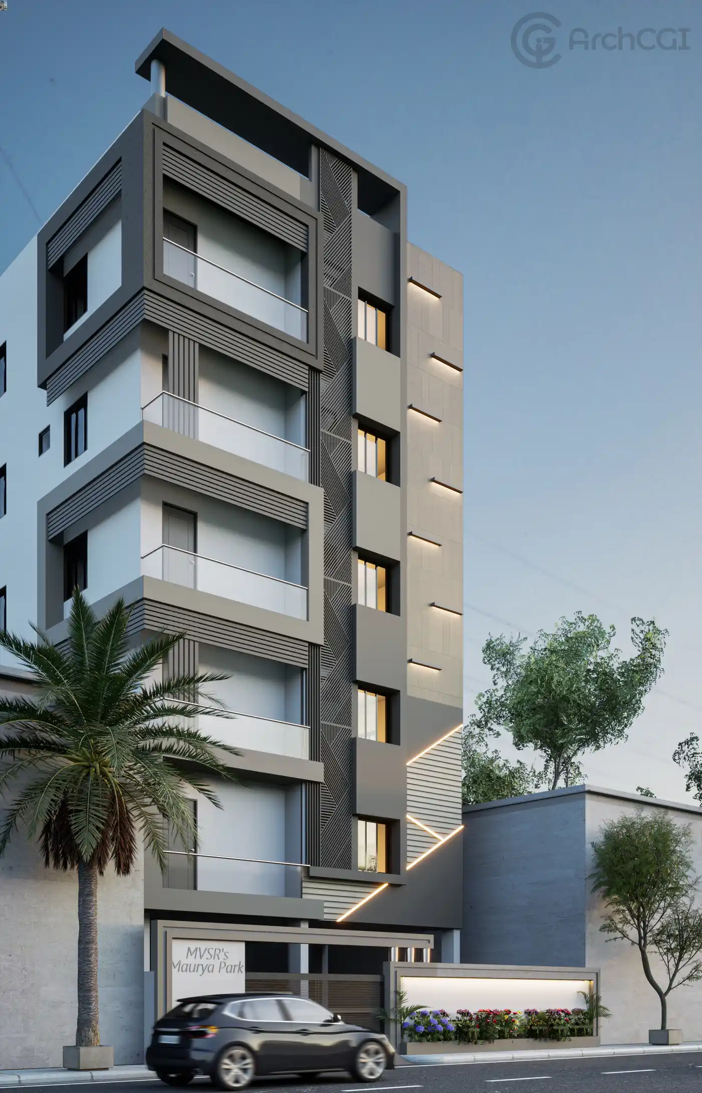 Condo Exterior Design | Modern G+5 Indian Apartment Design | ArchCGI