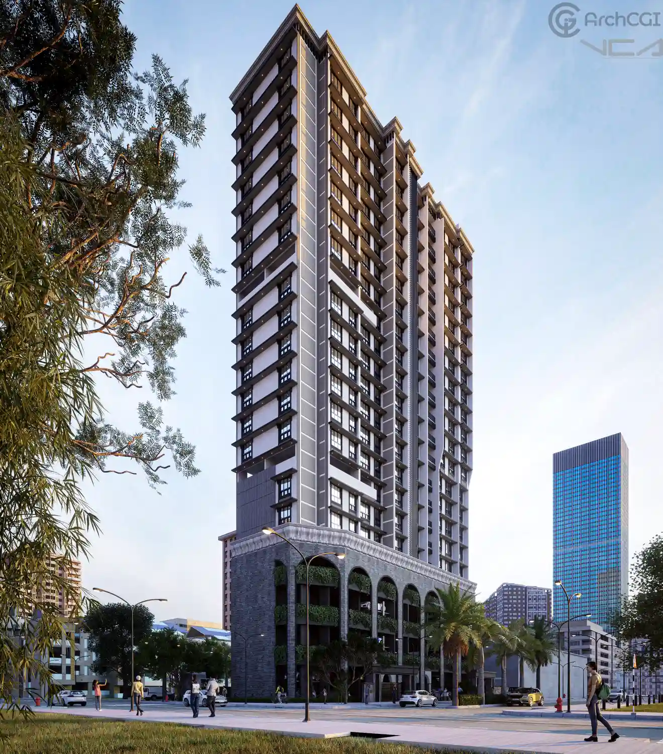 G+18 High Rise Apartment | Skyscraper balcony design | ArchCGI