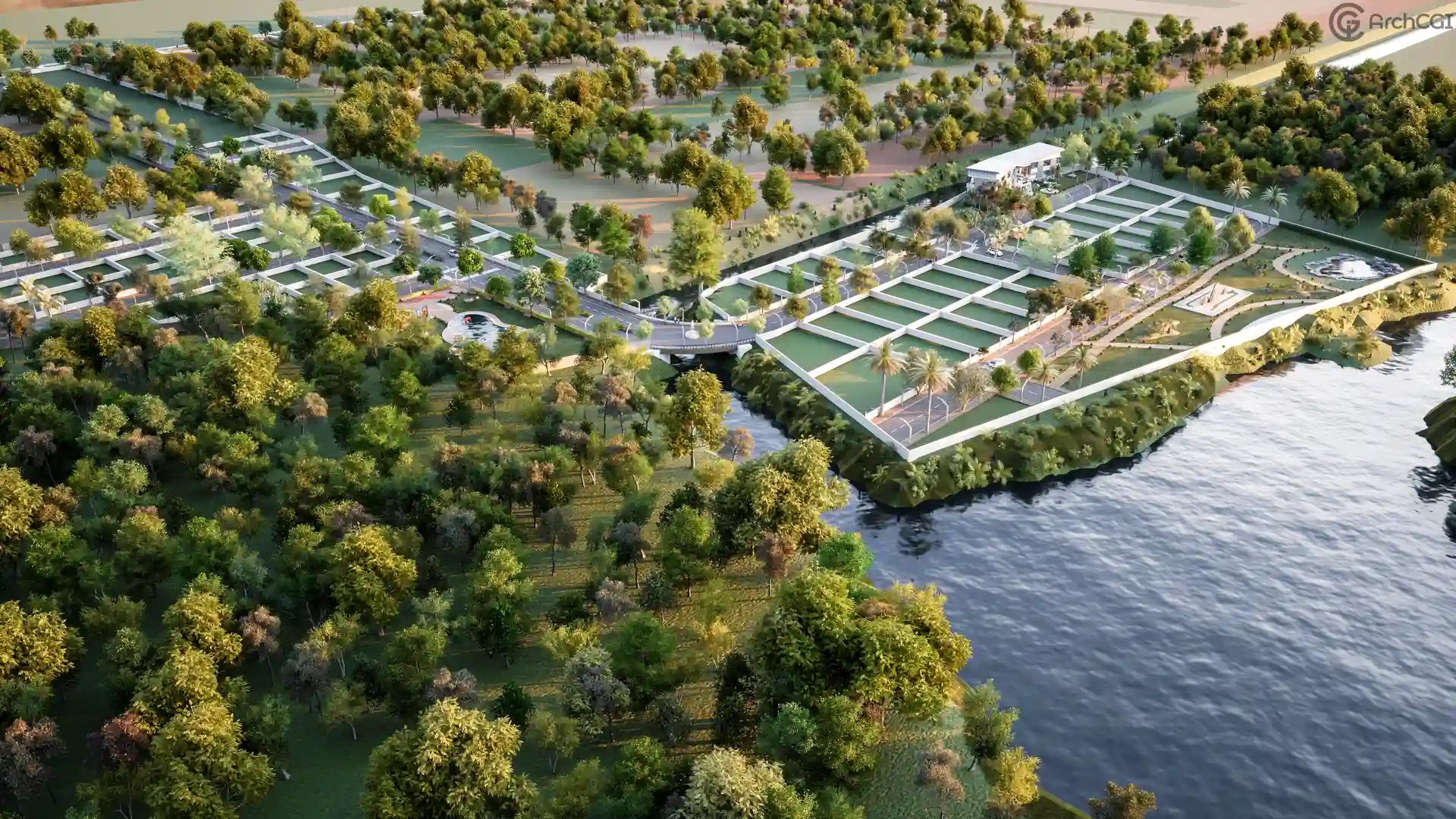 3D Site Plan Design | Riverside and waterfront Development | ArchCGI