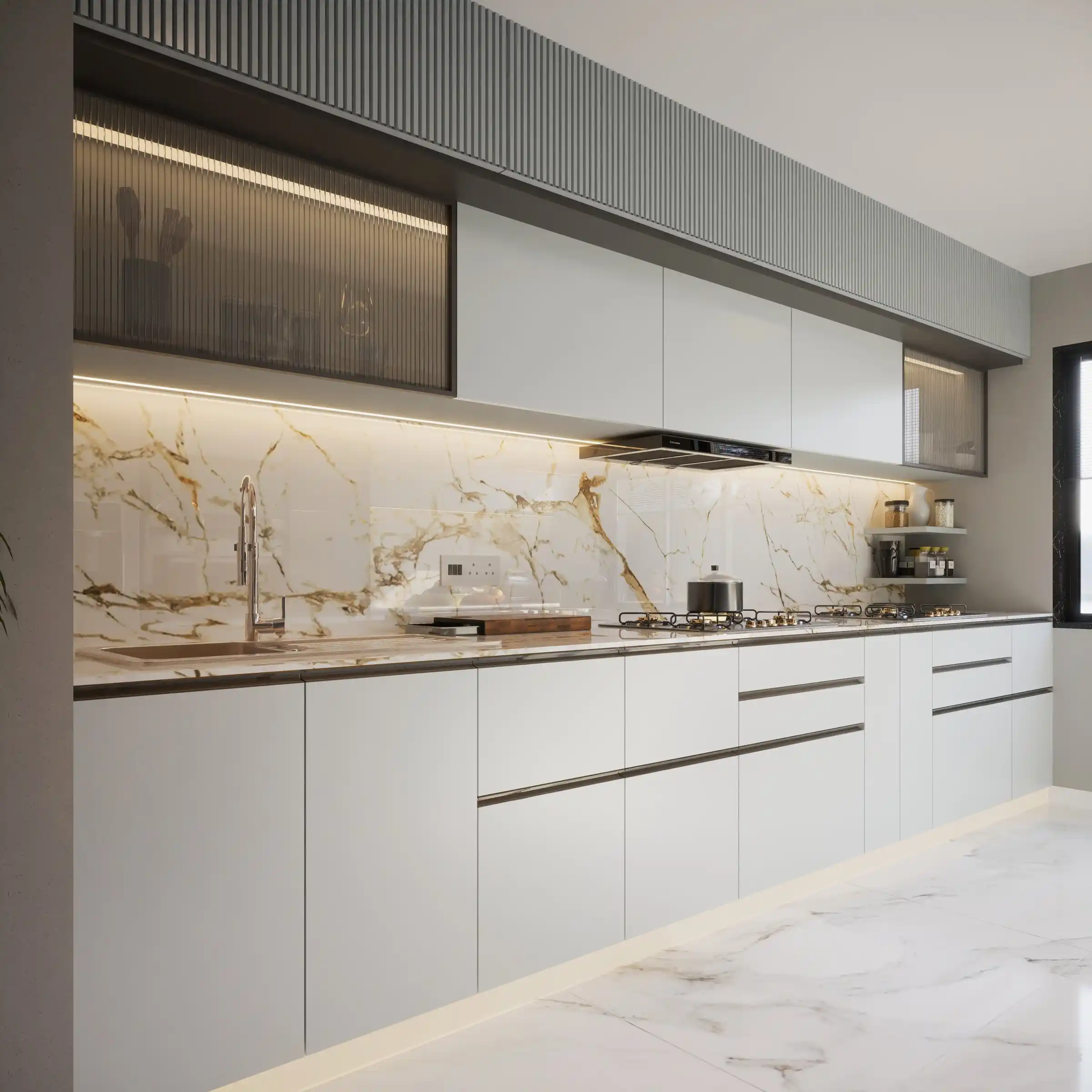 Elegant Kitchen | Upper and lower cabinets | ArchCGI